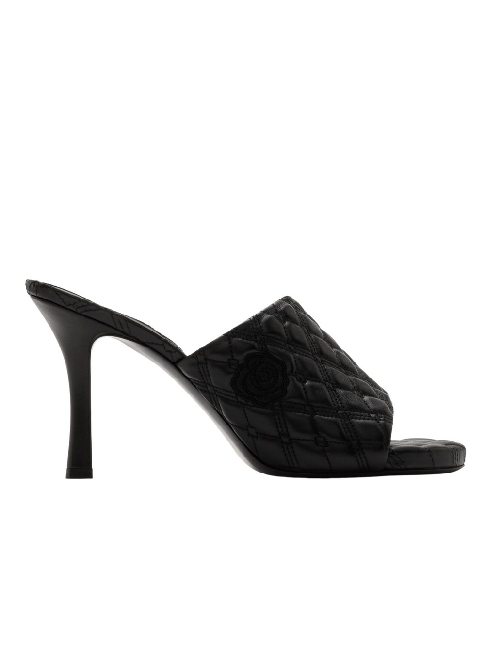 BURBERRY HIGH HEEL QUILTED SANDALS ROSE BLACK NIB 7 37